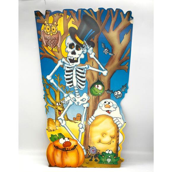 Vintage Eureka USA Halloween Die Cut Skeleton Ghost Double Sided 20.5"x11" - Picture 1 of 7